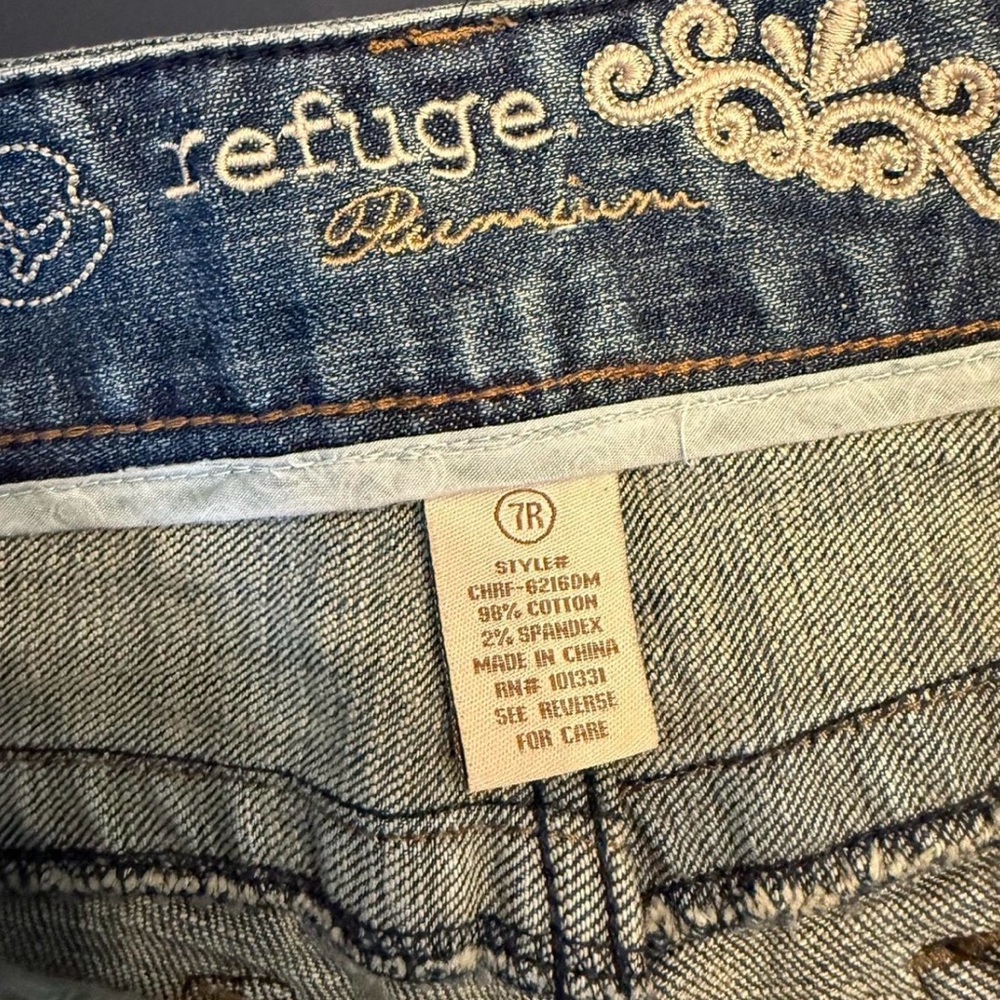 Refuge Blue Patchwork Flare Jeans - image 3
